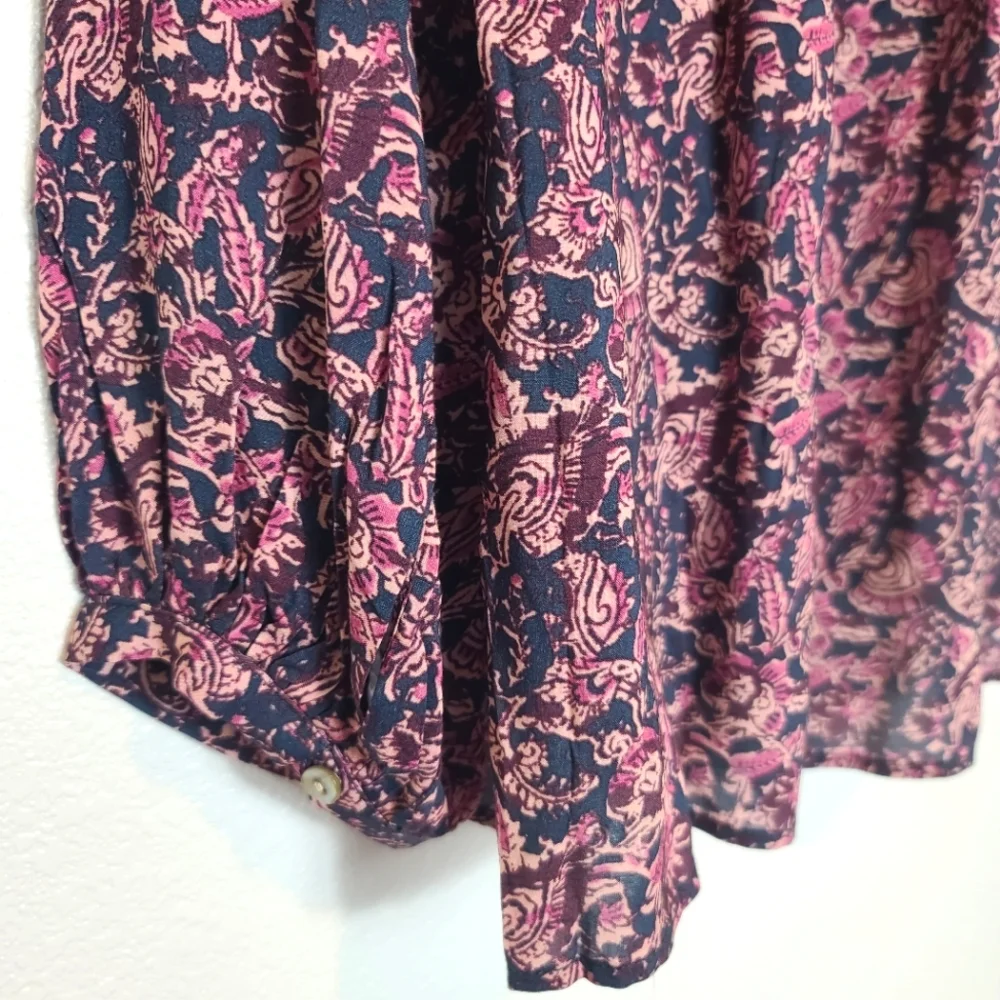 FAHERTY Portia Blouse Peasant Top in Fiona Block Print NWT Size Small - Picture 8 of 9